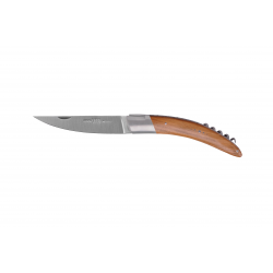 Stylver folding Knife, corckscrew Sandvik blade, machine chiselling - olive wood