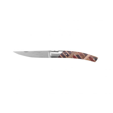 Le Thiers Pirou 1 bolster folding knife, 10cm Sandvick blade, marquetry