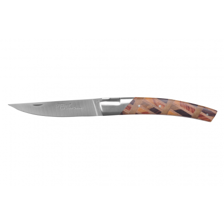 Le Thiers Pirou 1 bolster folding knife, 12cm Sandvick blade - Marquetry