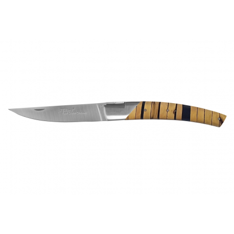 Le Thiers Pirou 1 bolster folding knife, 12cm Sandvick blade - Grain-end boxwood