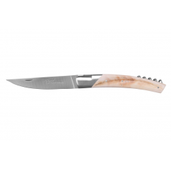 Le Thiers Pirou bolster folding knife corkscrew, 12cm Sandvik warthog ivory
