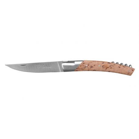Le Thiers Pirou 1 bolster folding knife with corkscrew, 12cm Sandvick blade birch wood