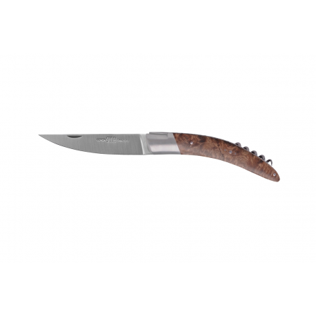 Stylver folding Knife, corckscrew Sandvik blade, machine chiselling - walnut wood