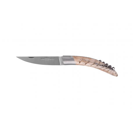 Stylver folding Knife, corckscrew Sandvik blade, machine chiselling - deer horn