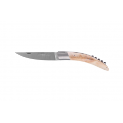 Stylver folding Knife, corckscrew Sandvik blade, machine chiselling - warhog ivory