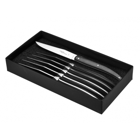 Set of 6 Laguiole Brasserie knives - Black Paperstone
