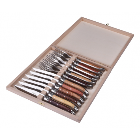 12 pcs cutlery set - 6 assorted woods