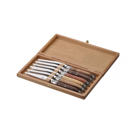 Coffret de 6 couteaux Laguiole Prestige - Bois assortis
