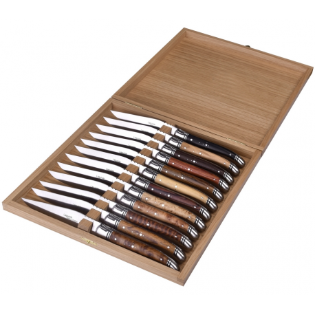 Set of 12 knives Laguiole Prestige - Mixed woods