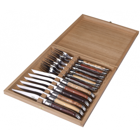 Ménagère 12 pièces Laguiole Prestige - 6 bois assortis