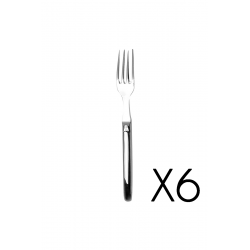 Set of 6 dessert fork Laguiole Prestige brilliant stainless steel 