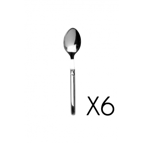 Set of 6 dessert spoon Laguiole Prestige brilliant stainless steel 