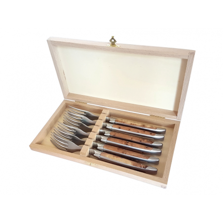 Set of 6 forks Laguiole Klasse G Avantage - juniper wood