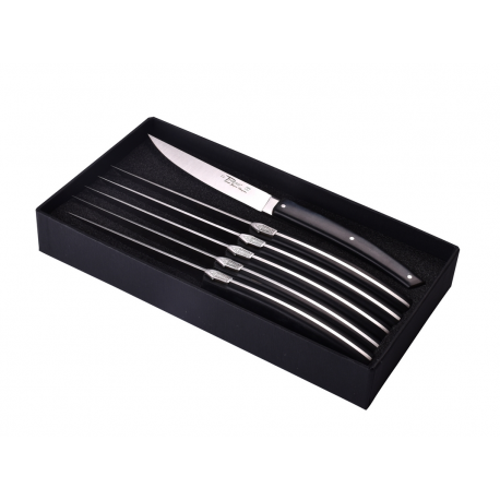 Set of 6 Le Thiers Pirou Brasserie knives - Mix of 6 pearly acrylic colors