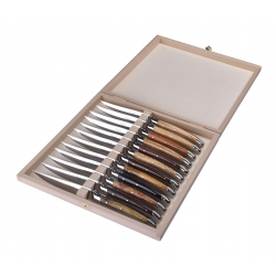 Coffret de 12 couteaux Laguiole Klasse G Avantage - Bois assortis