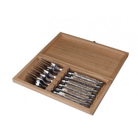 Set of 6 Laguiole Prestige forks- Deer horn