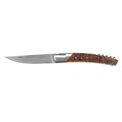 Le Thiers Pirou 1 bolster folding knife with corkscrew, 12cm Sandvick blade stabilised beech wood