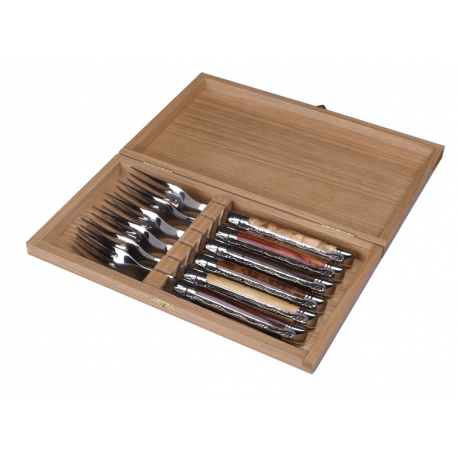 Set of 6 forks Laguiole Prestige - Mixed woods