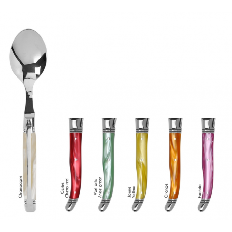 6 Table spoons Laguiole Avantage - Assorted pearly colors